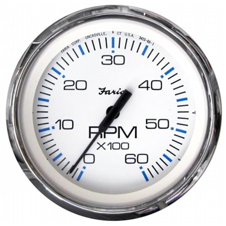 Perfectpitch 4 in. Chesapeake White Stainless Steel Tachometer - 6-000 RPM PE3456040