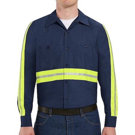 Red Kap Enhanced, Vis, Men, L/S, WrkShirt, Navy, Reg, M SP14EN RG M