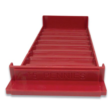 Controltek Stackable Plastic Coin Tray, Pennies, 10 Compartments, Denomination and Capacity On Side, Red 560560
