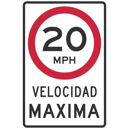 Lyle 20 Mph Velocidad Maxima, 24x36, Engineer Grade, White G-14276-EG_24x36