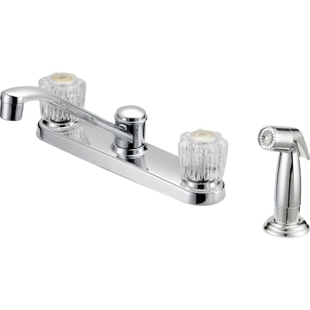 Home Impressions 2-Handle Double Acrylic Knob Kitchen Faucet with Side Spray Chrome F8F11105CP-JPA1
