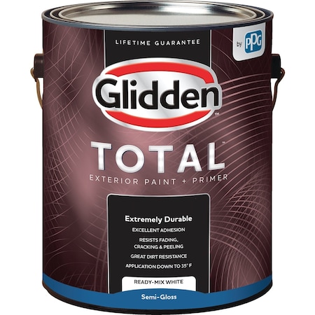Glidden Total Exterior Paint + Primer Semi-Gloss Ready Mix Wht 1 Gallon GLTEX30WH/01