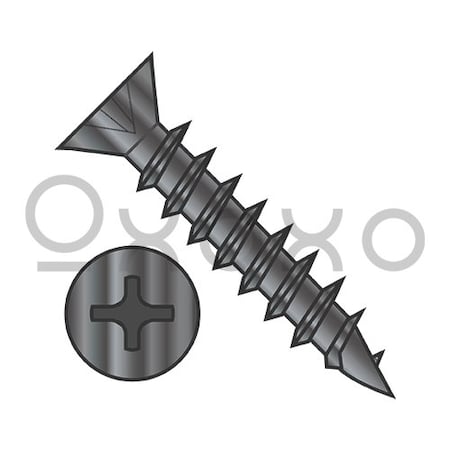 Oxoxo 8-11X7/8 Phillips Flat Head no Nibs Deep Thread Wood/Hinge Screw Full Thread Black Ox Oil, 10000PK 568480