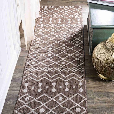 Jonathan Y Nokat Tribal Bohemian Brown/Beige 2 ft. x 8 ft. Indoor/Outdoor Runner Rug SMB131B-28