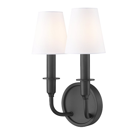 Z-Lite Tova Matte Black 2 Light Wall Sconce 3049-2S-MB