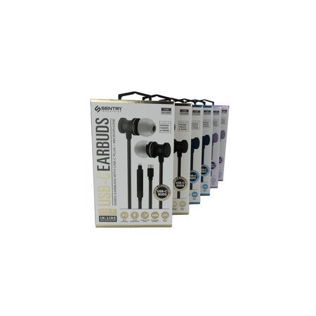 Cable Wholesale Pro Series USB-C Earbuds With Mic, 6 pack (2 Black, 2 Purple, 2 Blue) 5002-11306