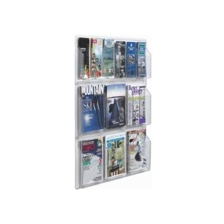 Aarco Clear-VU Combination Pamphlet Magazine Display, 6 Pamphlet Pockets, 6 Magazine Pockets, 35''Hx30''W LRC107