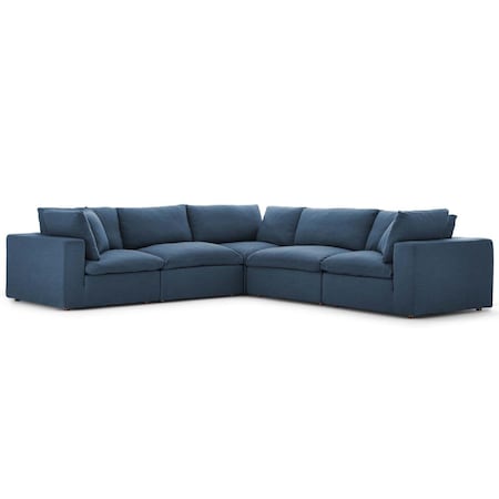 Modway Furniture Commix Down Filled Overstuffed Sectional Sofa Set, Azure - Piece EEI-3359-AZU