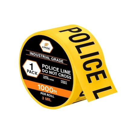 Xpose Safety Police Line Do Not Cross Tape Roll, 3 Mil, 3 Inch Wide x 1000 Feet, Yellow w/Black Letters PPLT-3M-1-X
