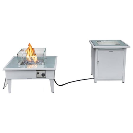 Leisuremod Walbrooke Patio Square Fire Pit and Tank Holder, White WW-27-20-GL