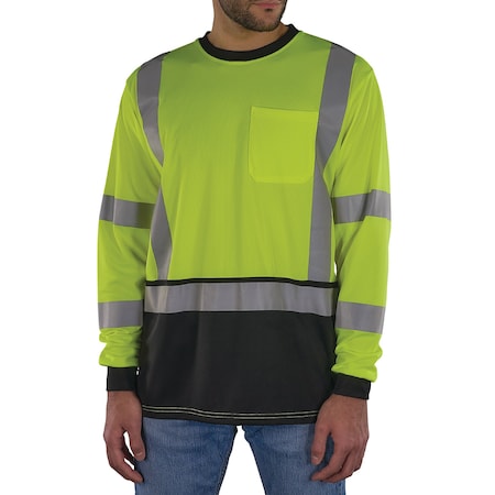 Ergodyne 2XL Lime Class 3 Hi-Vis Long Sleeve Shirt Black Bottom 8369BK