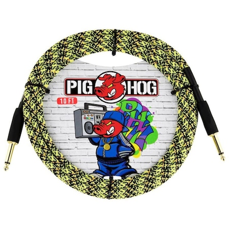 Pig Hog ''Yellow Graffiti'' Instrument Cable, 10-Feet Straight PCH10GYW