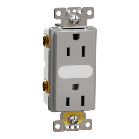 Square D Straight Blade Receptacle, 15 A, 125V AC, 2 Pole, Flush Mount, Self-Grounded SQR57101GY