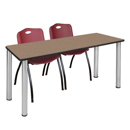 Regency Kee Training Table W/ 2 M Stack Chairs, 66 in W, 24 in L, Noble Oak MT6624NOBPCM47BY