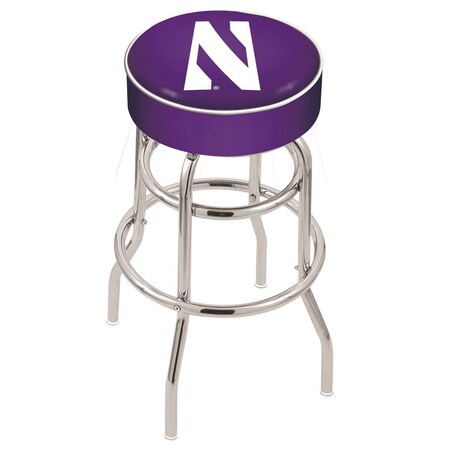 Holland Bar Stool Co 25" Northwestern Cushion Seat, 2-Ring Chrome Swivel Bar Stool L7C125Nthwst