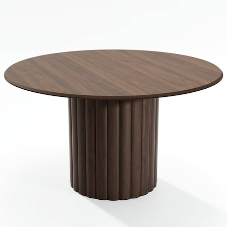 Homeroots 52" Brown Wood Pedestal Base Round Top Dining Table 720650