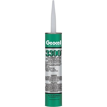 Geocel 3300 Series Polyurethane Sealant, Gray, Liquid, 10.1 oz Cartridge 68102
