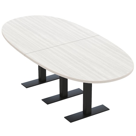 Skutchi Designs 8ft Conference Table With Power Unit | 8 Person Modular Boval Meeting Table | Harmony Series HAR-BOVL-48X96-T.BK-WA7976-NA