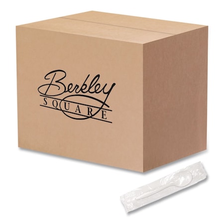 Berkley Square Individually Wrapped Mediumweight Cutlery, Soup Spoon, Plastic, White, 1000PK BEPCUTSSWR