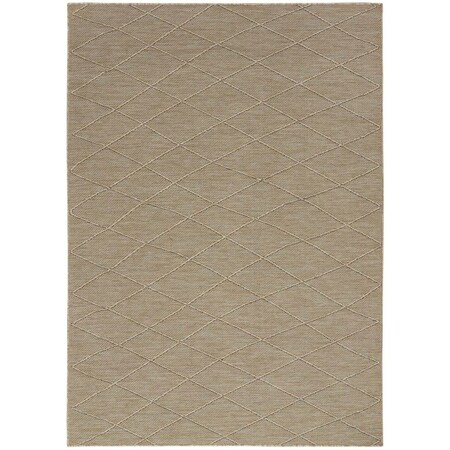 Homeroots 4' X 6' Natural And Light Brown Geometric Indoor Outdoor Area Rug 552715