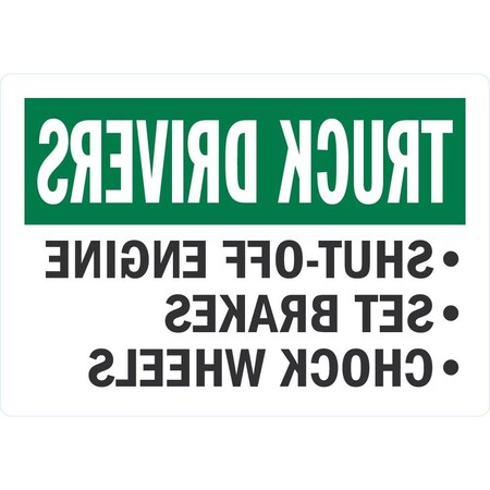 Lyle Truck Drivers, Shut-Off Engine, Set Brakes, Chock, 5x3.5, Engineer Grade, White G-16731-ED_5x3.5