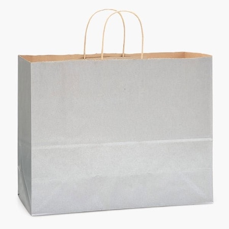 Nashville Wraps Metallic Silver Recycled Kraft Bag, Vogue 16x6x12", 100PK HVTMS