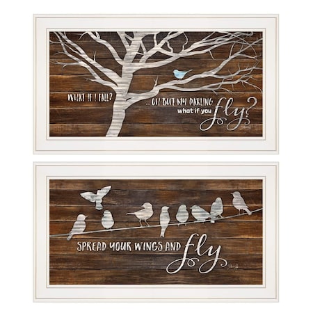 Homeroots Set Of Two Spread Your Wings 1 White Framed Print Wall Art, 2PK 415808