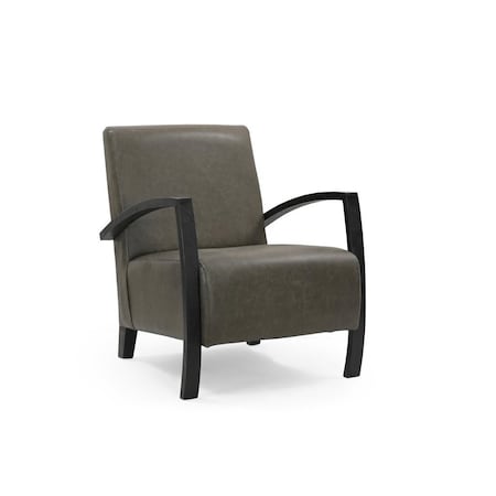 Homeroots 26" Green And Black Top Grain Leather Arm Chair 552138