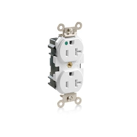 Leviton Lev-Lok Hospital Grade Tamper Resistant Duplex Receptacle, 20 Amp, 125 Volt M8300-SGW
