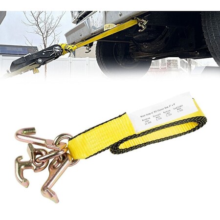 Mytee Products 2inx8ft Recovery Winch Strap w/ RTJ Cluster Hook - HD 3,333 lbs WLL Towing Tie Down Strap for Tow WSRTJ28