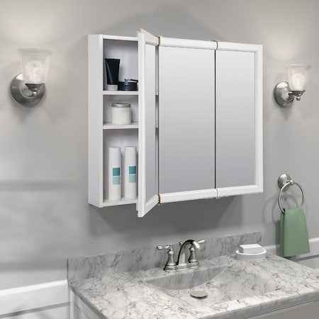 Zenith Zenna Home Wht 29.63 in Wx25.75 in Hx4.5 in D Tri-View Surface Mount Medicine Cabinet W30