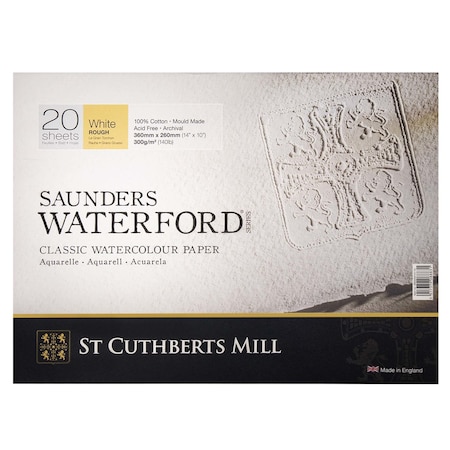 St Cuthberts Saunders Waterford Watercolor Block, Rough, White, 140lb/300gsm, 20 Sheet, 14x10 inch T46630001011D