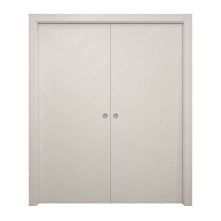 Sartodoors Sliding French Double Pocket Doors 84 x 96 inches, Ego 5005 Painted White Oak, Kit Rail Hardware , EGO5005DP-PWO-8496