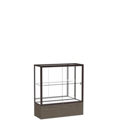 Waddell Reliant 36 x 40 x 14 in. Walnut Vinyl Base Display Case, Mirror Back - Dark Bronze 2281MB-BZ-WV