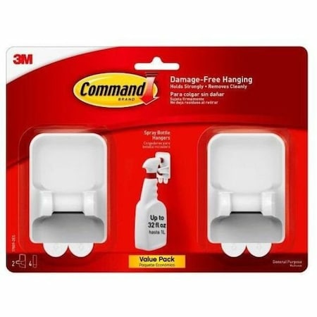 Command Spray Bottle Hanger, White, Plastic, PK2 17009-2ES