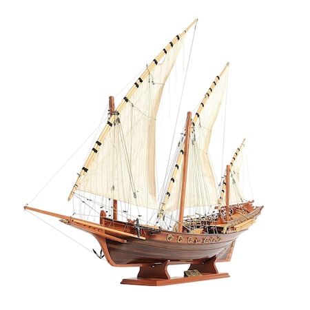 Homeroots 27" Brown Manufactured Wood Boat Hand Painted Sculpture 364268