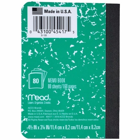 Mead Square Deal Colored Memo Book, Assorted MEA45417