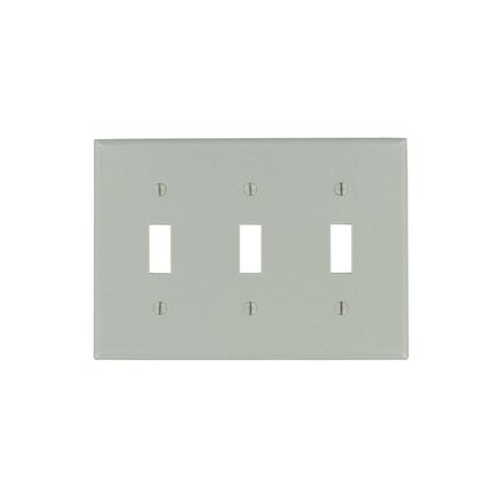 Leviton Switch Wallplate, Standard Size, Gang 3, Gray 87011