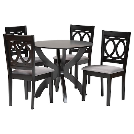 Baxton Studio Rita Modern Grey and Dark Brown Finished Wood 5-Piece Dining Set 250-9400-10902-ZORO