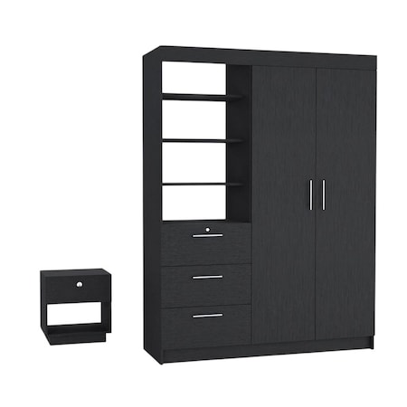 Homeroots Two Piece Black Bedroom Set 526363
