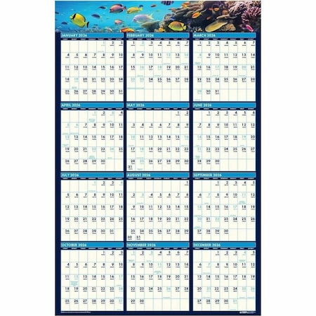 House Of Doolittle Reversible/Erasable Yearly Wall Calendar, 24" x 37" HOD3969