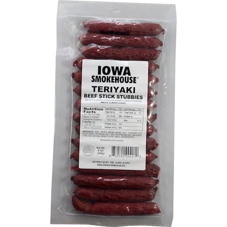 Iowa Smokehouse Beef Stick Stubbies, Teriyaki, 8 oz IS-8BSTT