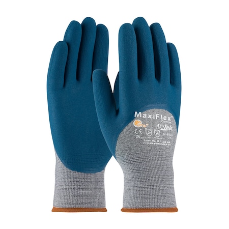 Atg Seamless Knit Cotton/Nylon Glove w/Nitrile Coated MicroFoam Grip on Palm, Fingers&Knuckles, Tou, 12PK 34-9025/L