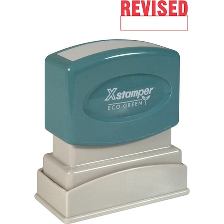 Shachihata Xstamper Pre-Inked Message Stamp, REVISED, 1-5/8" x 1/2", Red 1219
