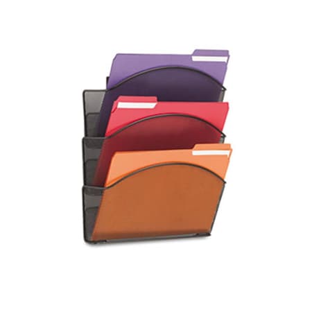 Roomfactory Onyx Steel Triple Wall Pocket  Letter  Black  12 x 3 .25 x 17 .25 RO734349