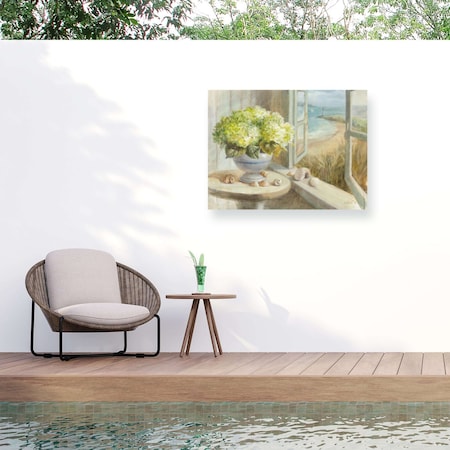 Trademark Fine Art Outdoor Canvas Art Danhui Nai 'Yellow Coastal Hydrangea' Wall Art for Patios, or Gardens WAP33512-OC3547WR