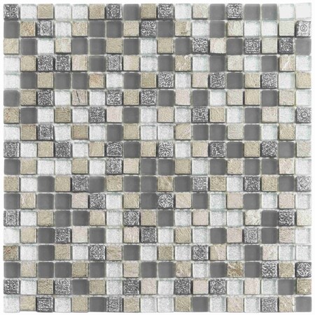 Apollo Tile Blue Gray 11.7 in x 11.7 in Glass, Resin Glossy Floor and Wall Mosaic Tile 4.75 sqft/case, 5PK APLBDA881546A