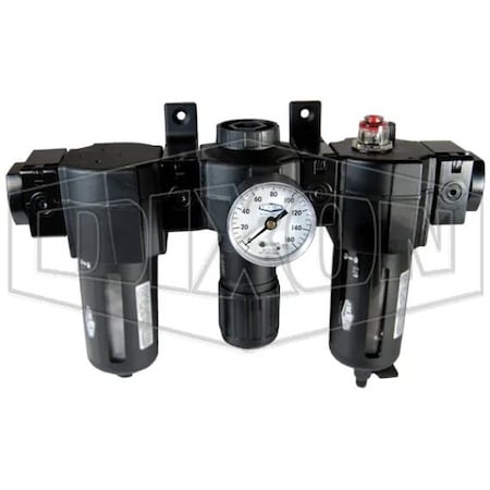 Dixon Norgren by Standard Combination Unit, 3/4 in Port, 140 SCFM Flow Rate, Polycarbonate Bowl, 150 psi E74-6A