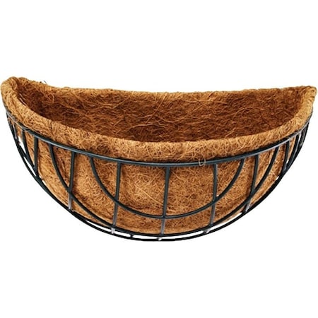 Landscapers Select Wall Basket with Natural Coconut Liner, Half-Circle, 22 lb Capacity, Matte Black GB-4315-3L