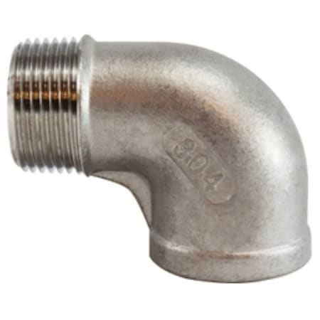 Anderson Metals Anderson Metals Street Pipe Elbow, 1/2 in, Threaded, 90 deg Angle, 304 Stainless Steel, Galvanized 62163B